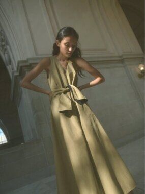 Kamperett Laver Reversible Cotton Dress (Black x Camel), Size M